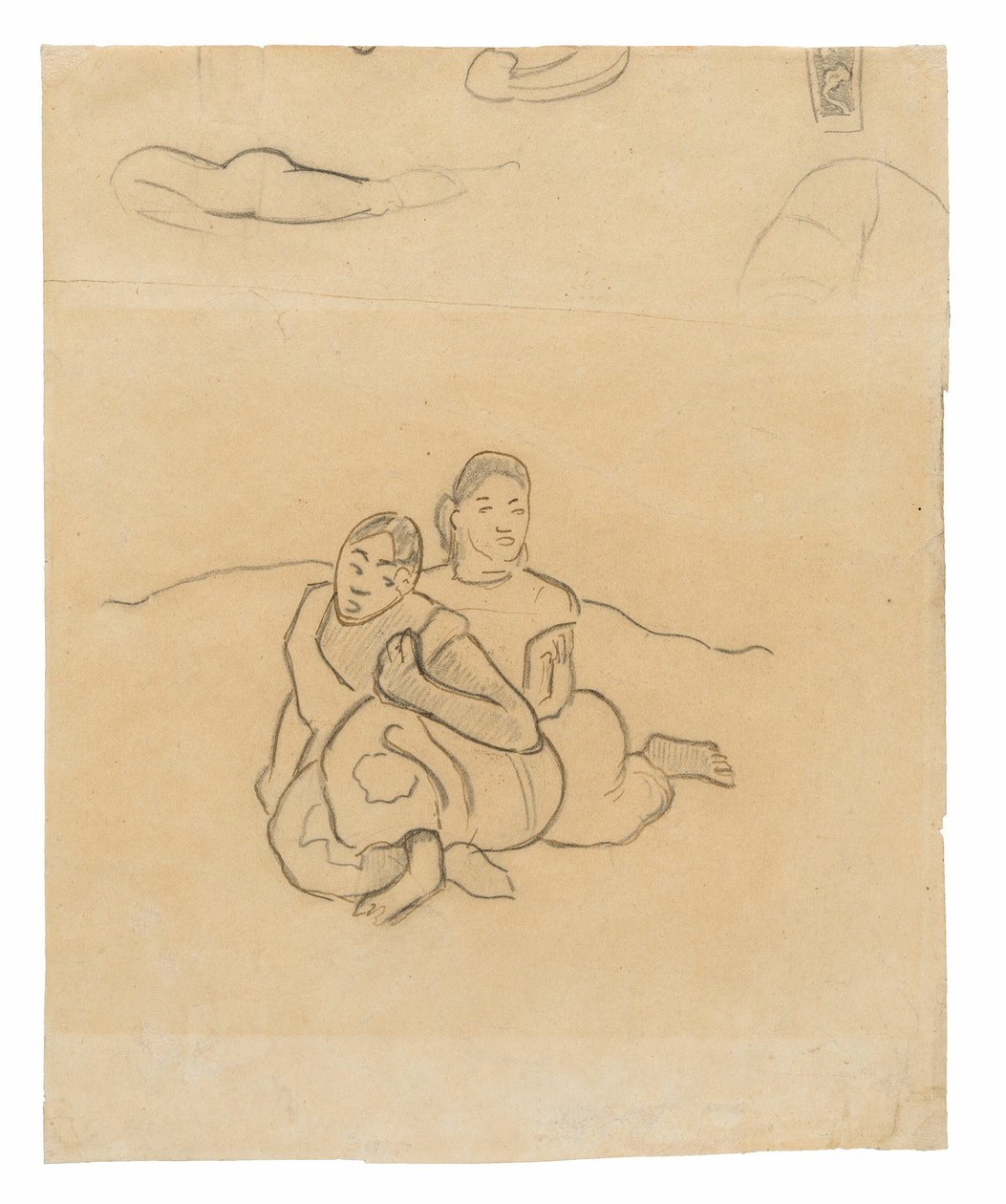 Sittende tahitiske kvinner (relatert til maleriet Nafea faa ipoipo [Når vil du gifte deg?]) og andre skisser av Paul Gauguin