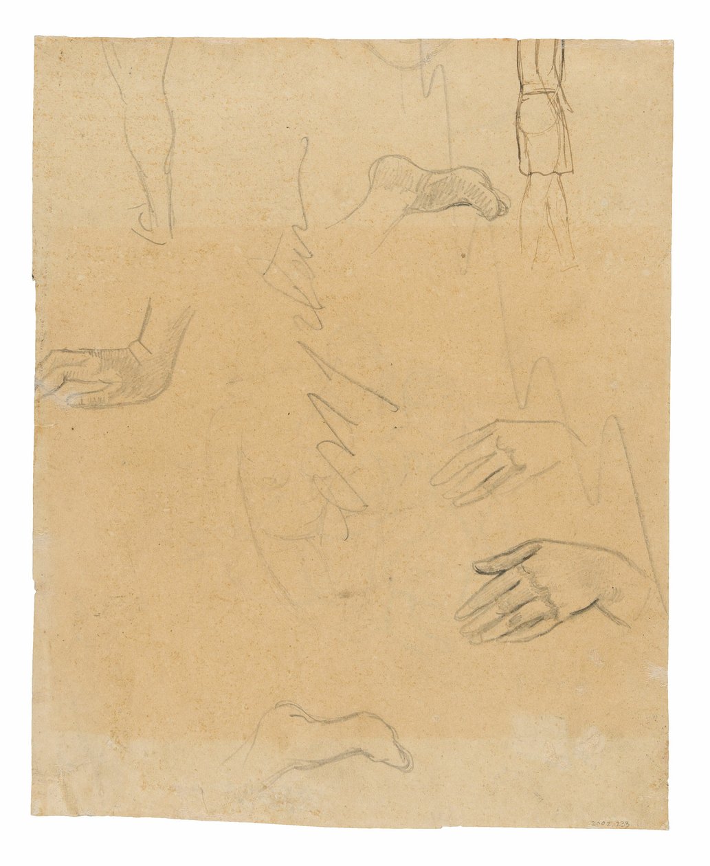 Skisser av figurer, hender og føtter (relatert til maleriet Aha oe feii? [Hva! Er du sjalu?]) av Paul Gauguin
