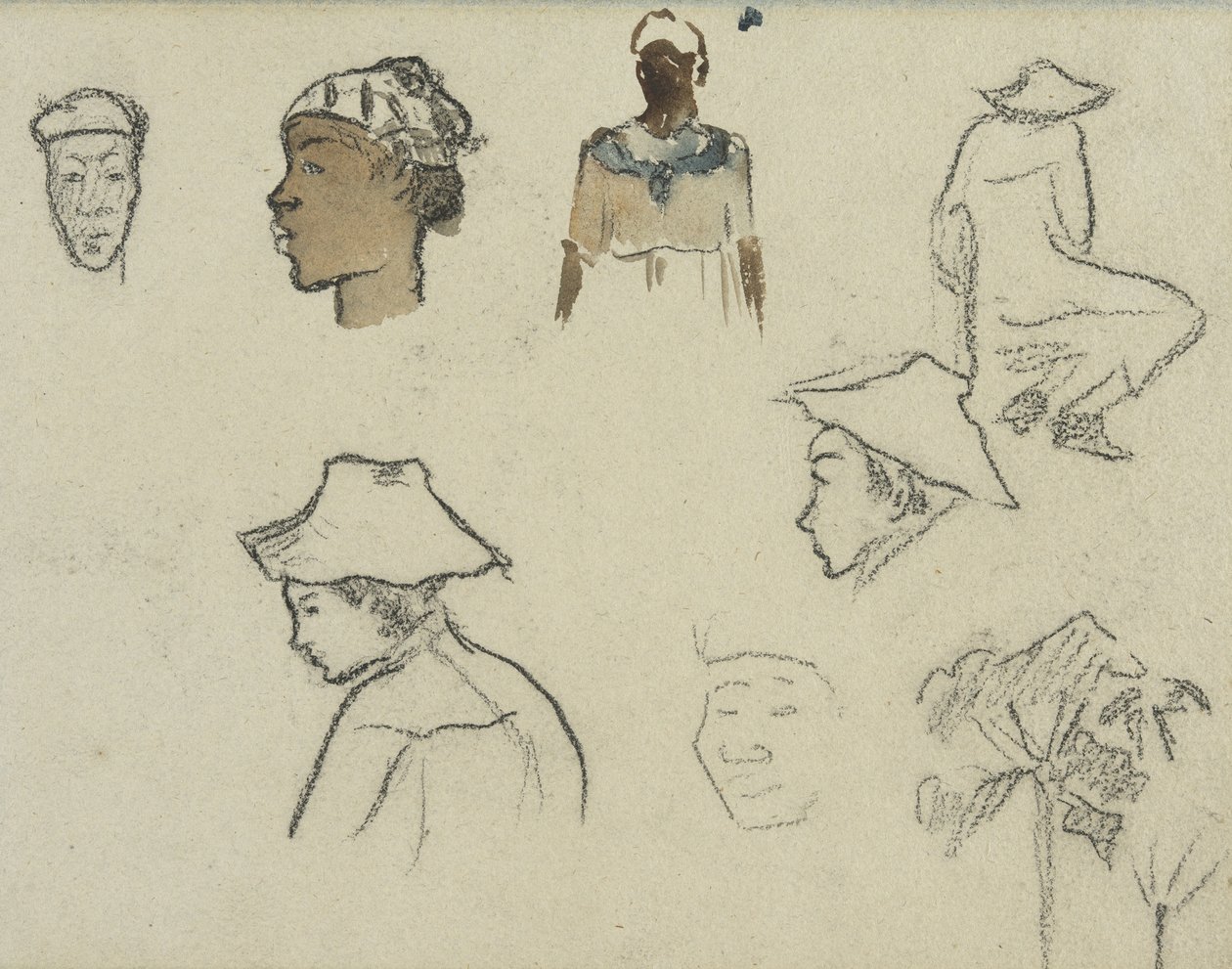 Skisser av figurer og bladverk av Paul Gauguin