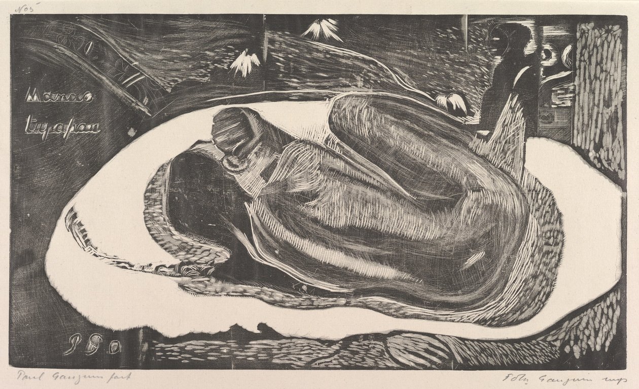 Spirit of the Dead ser på Manao Tupapau, fra Fragrance Noa Noa, 1893-94. av Paul Gauguin