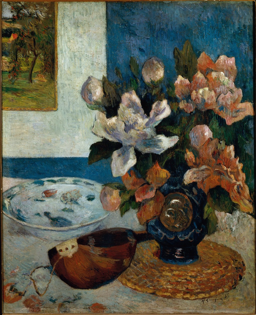 Stilleben med mandolin (olje på lerret av Paul Gauguin