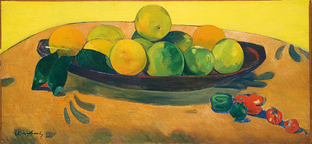 Stilleben med frukt og paprika; Stilleben med frukt og paprika, 1892 av Paul Gauguin