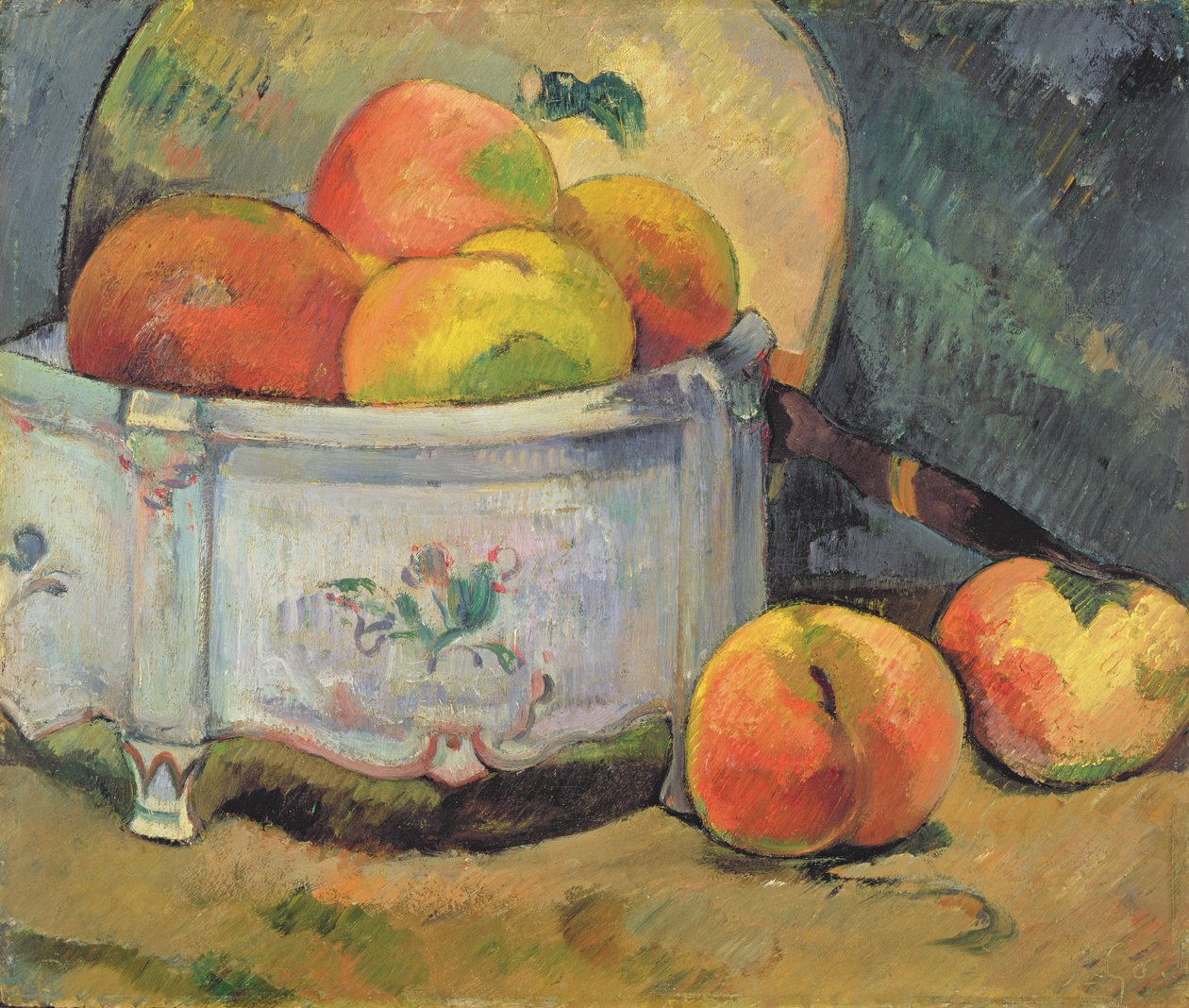 Stilleben med fersken, ca. 1889 (olje på panel) av Paul Gauguin