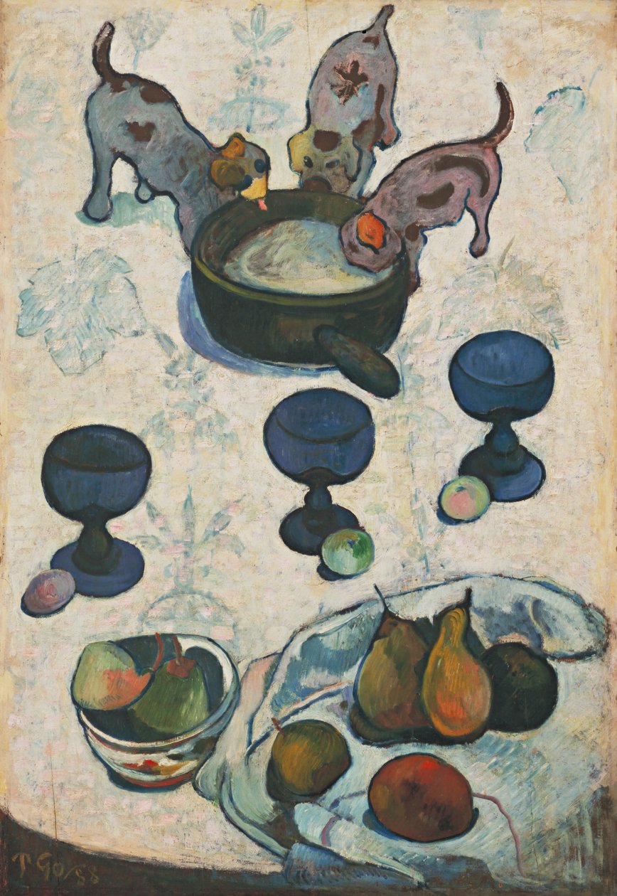 Stilleben med tre valper av Paul Gauguin