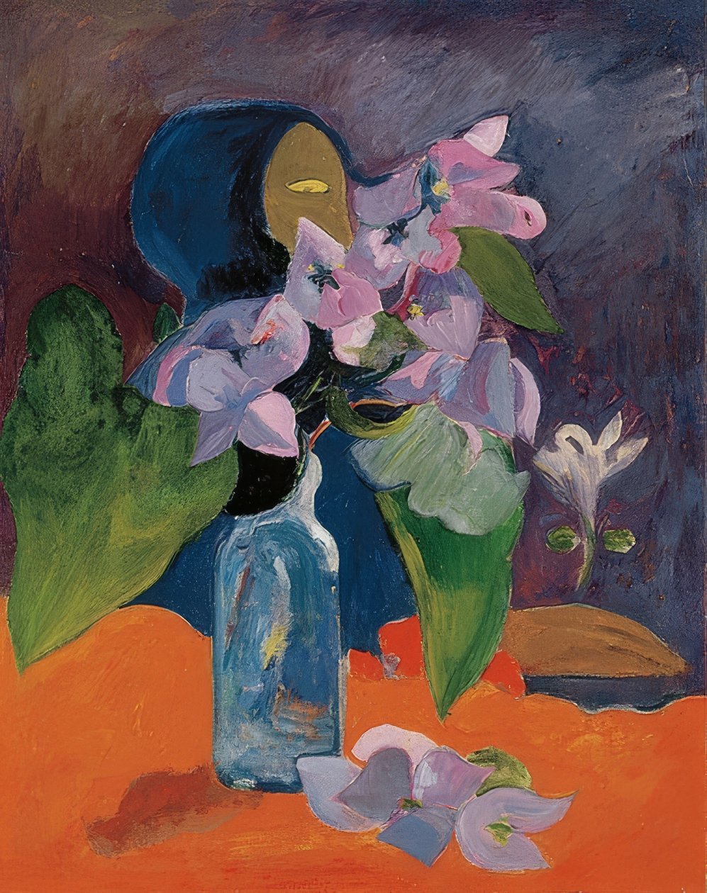 Stilleben med blomster og idol. Rundt 1892 av Paul Gauguin
