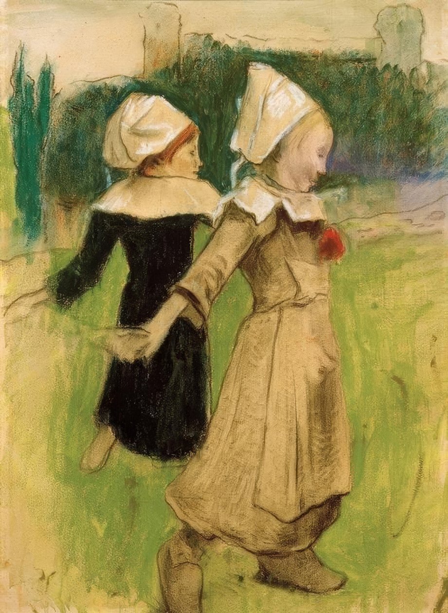Studie for: Bretonske jenter som danser, Pont– Aven) av Paul Gauguin