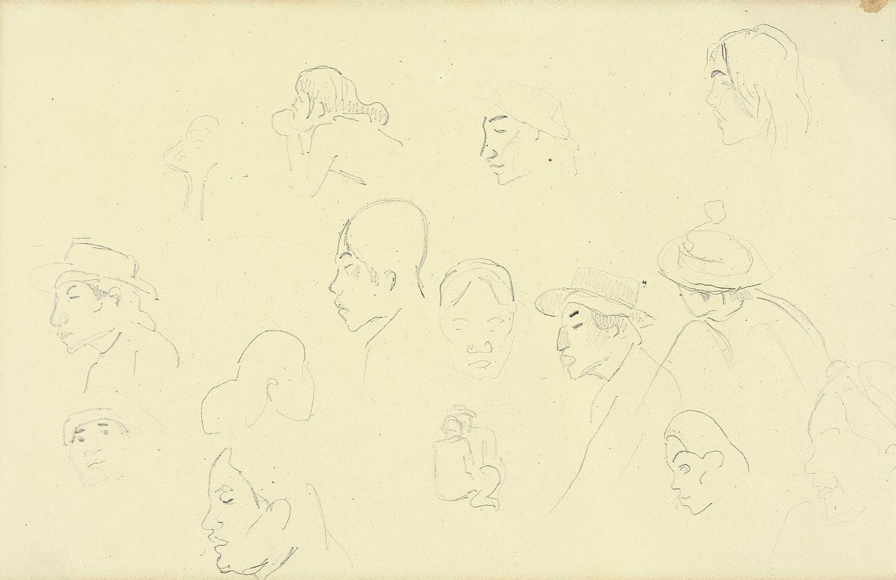 Studier av hoder og figurer, ca. 1893 av Paul Gauguin