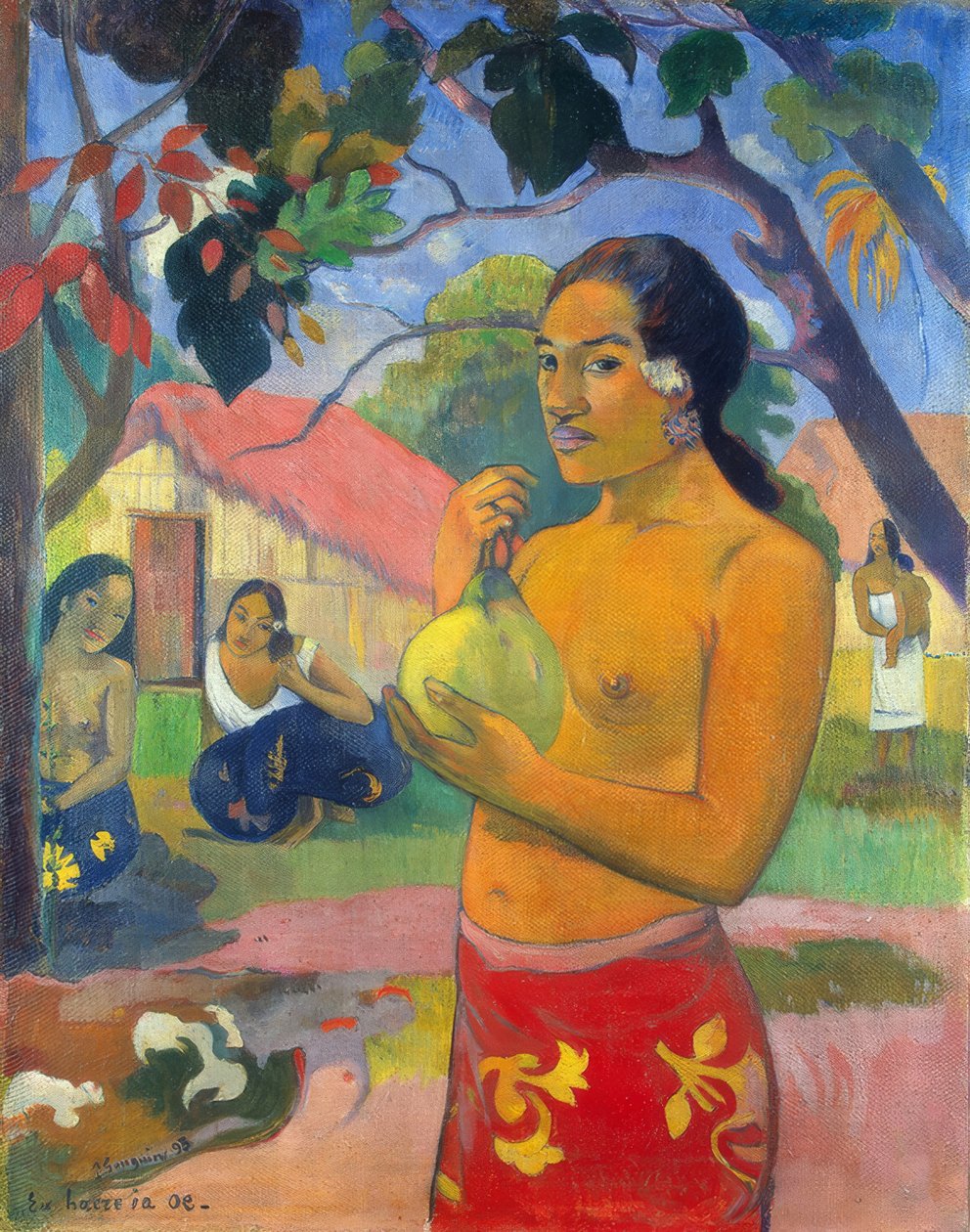 Tahiti: Woman Holding a Fruit (Where Are You Going? / Eu haere ia oe?), Paul Gauguin (1893) av Paul Gauguin