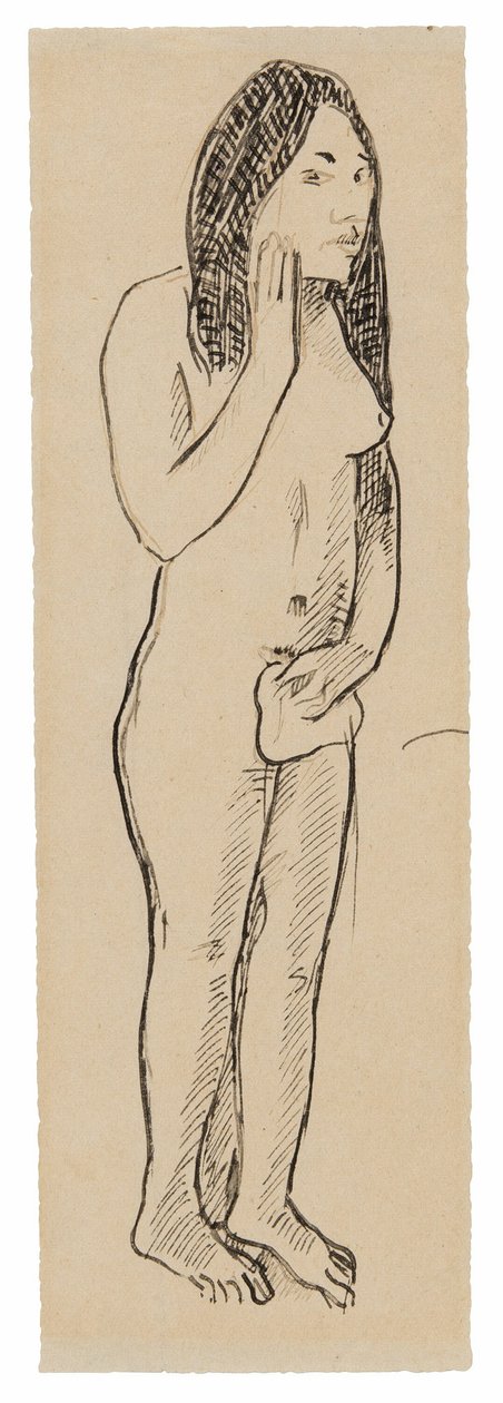 Tahitian Eve (relatert til maleriet Parau ne te varua ino) (recto); Fragment av inskripsjon (relatert til Cahier pour Aline) (verso) av Paul Gauguin