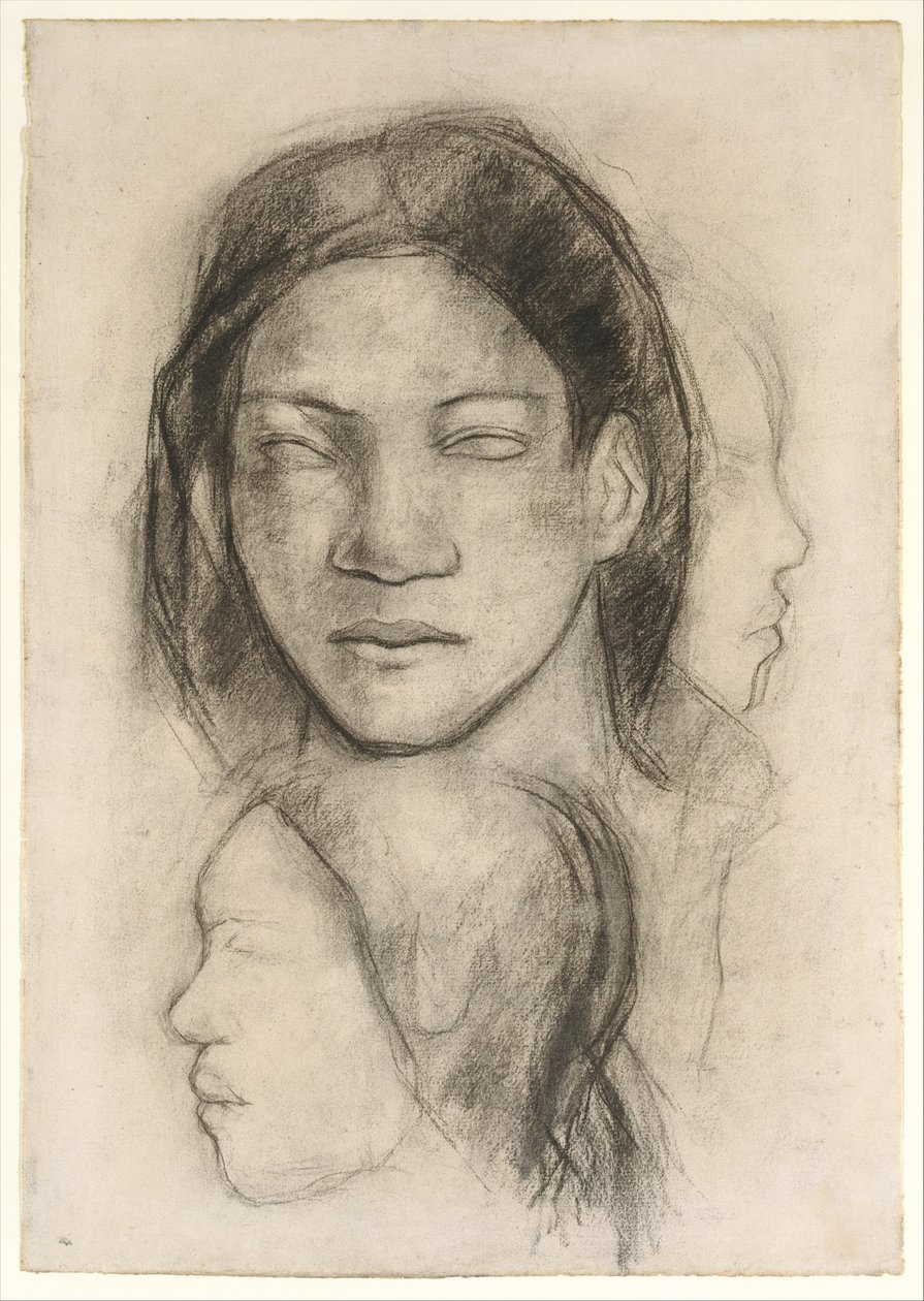 Tahitiske ansikter (sett forfra og i profil) av Paul Gauguin