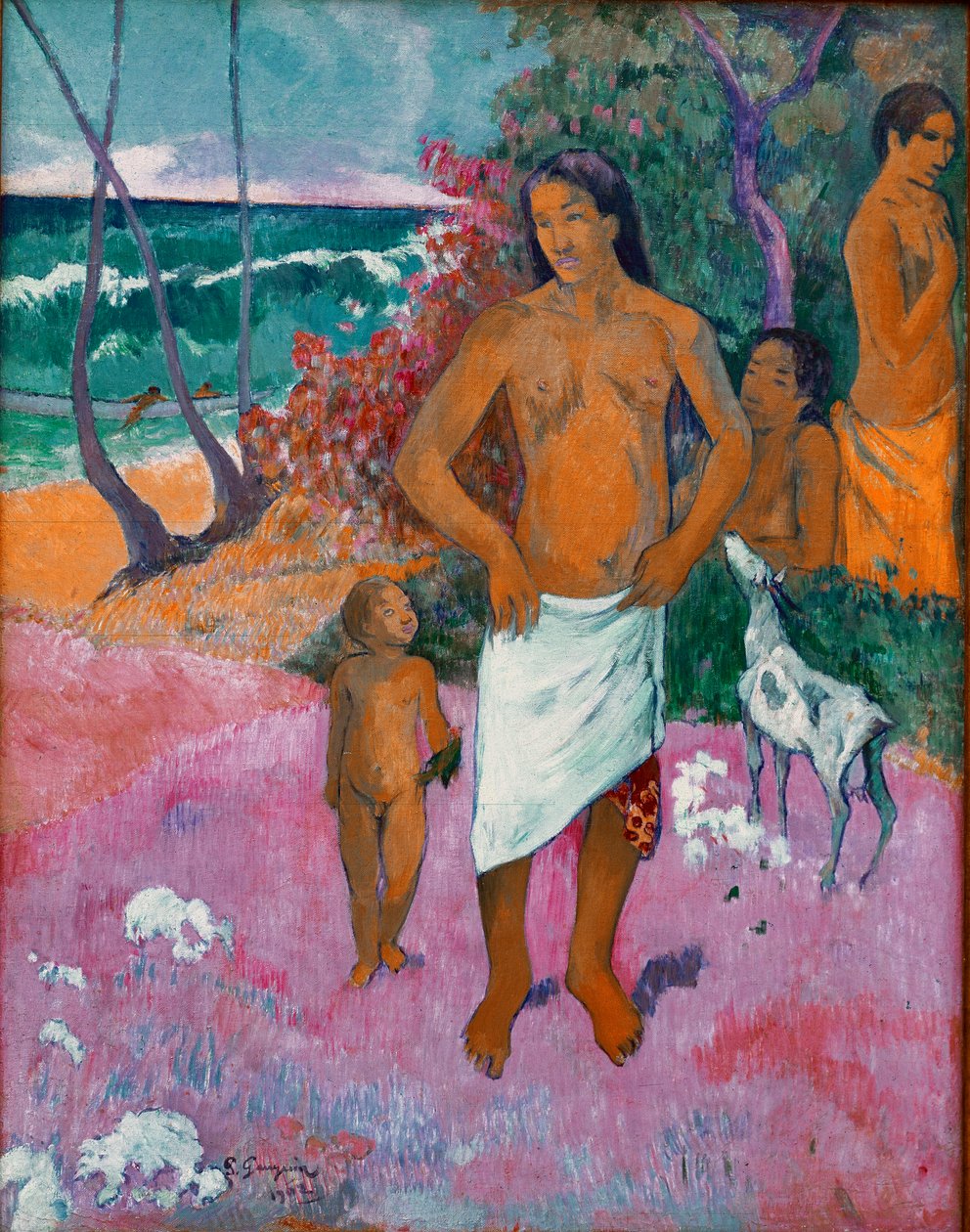 Tahitiansk familiemaleri av Paul Gauguin (1848-1903) 1902 Dim. 73x92 cm New York, privat samling av Paul Gauguin