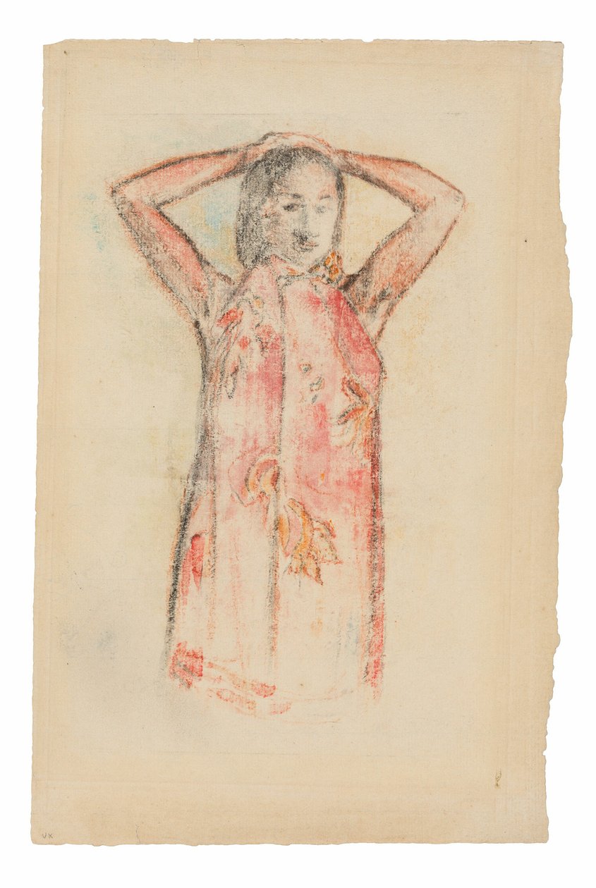 Tahitisk jente i en rosa Pareu av Paul Gauguin