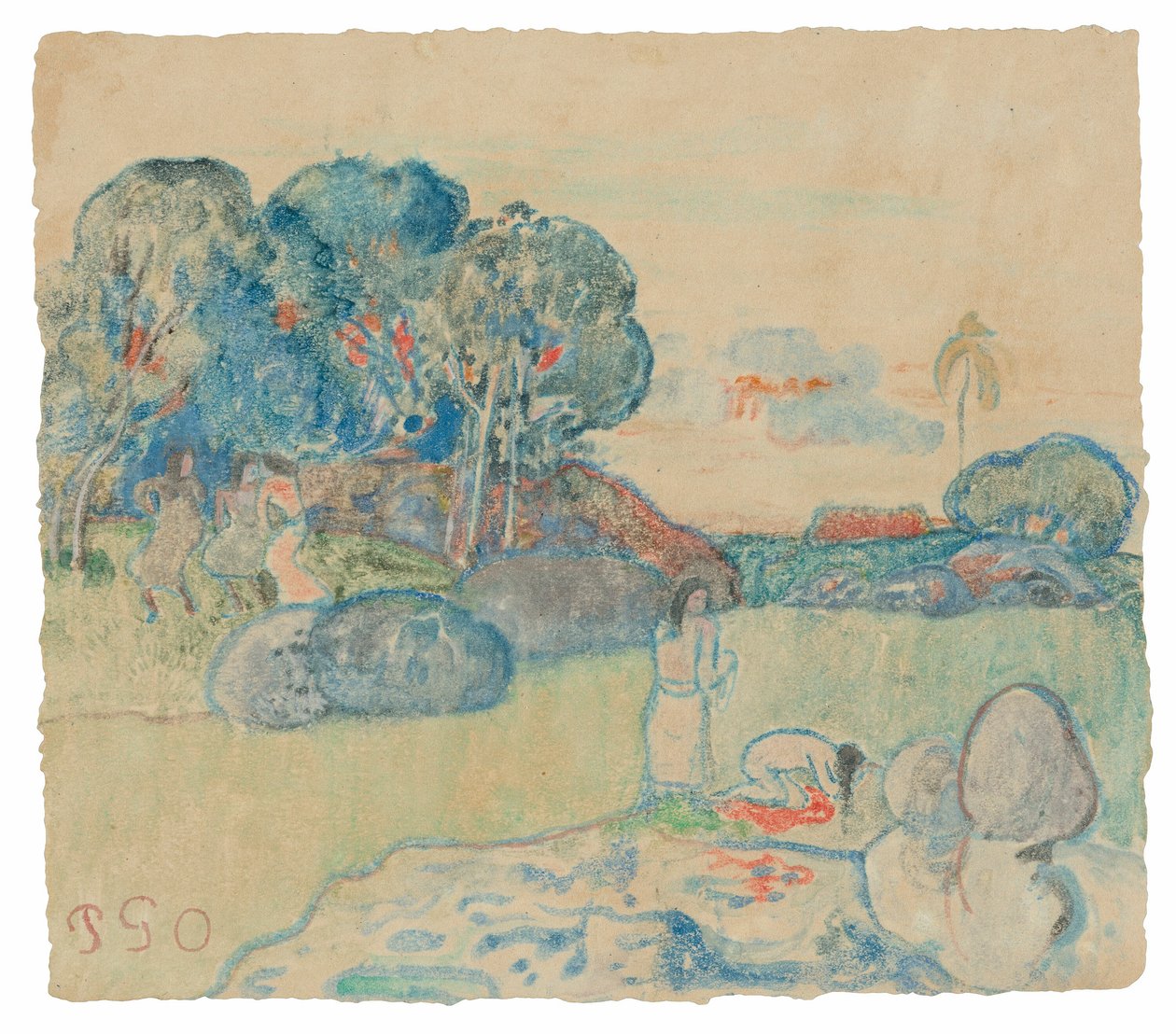 Tahitisk landskap av Paul Gauguin