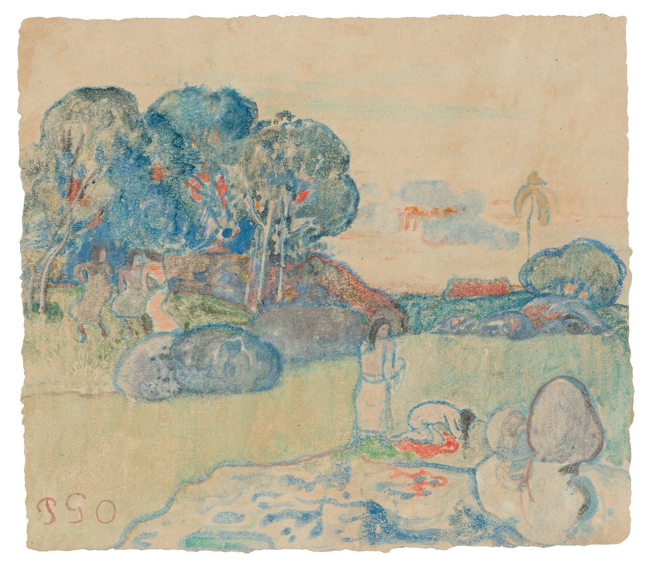 Tahitisk landskap av Paul Gauguin