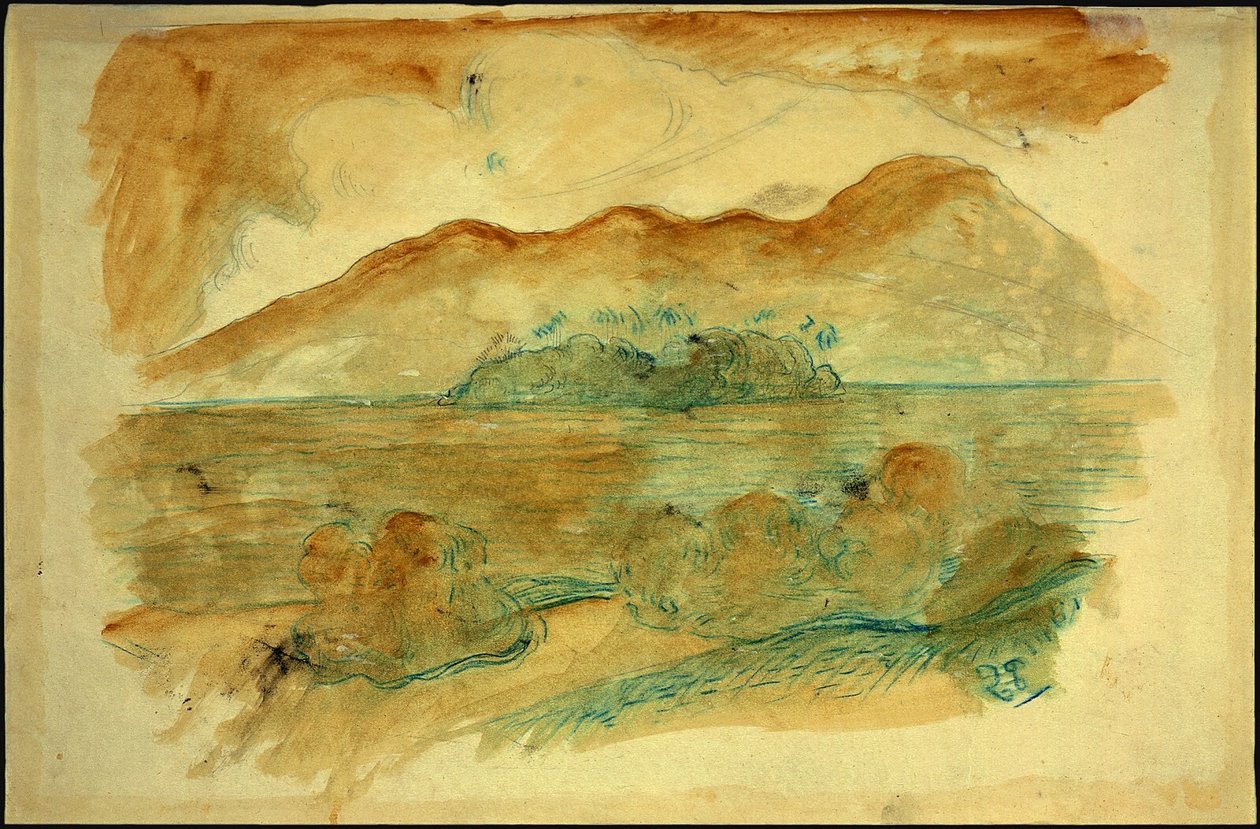 Tahitisk kyst, verso av Paul Gauguin