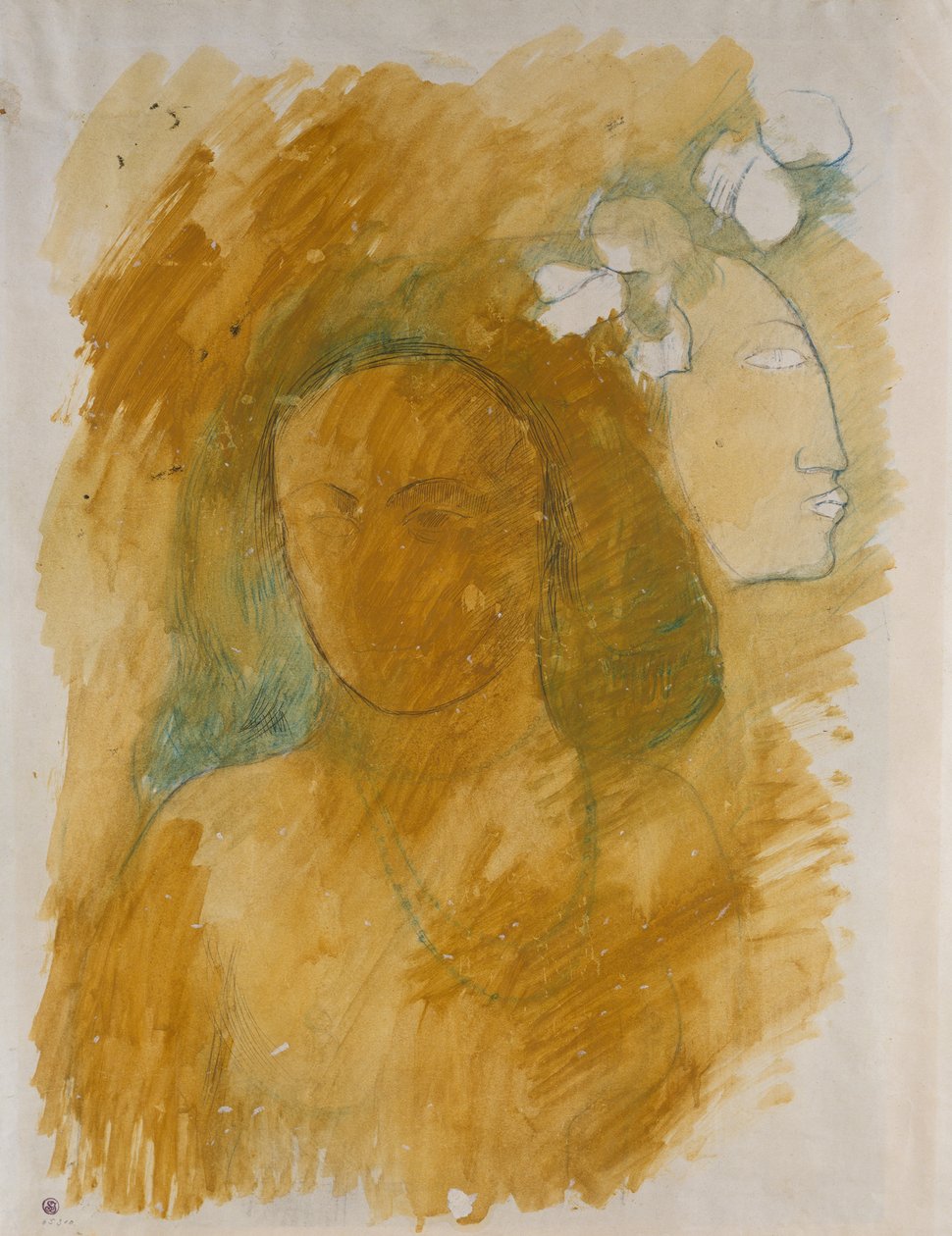 Tahitianische Frau mit bösem Geist av Paul Gauguin