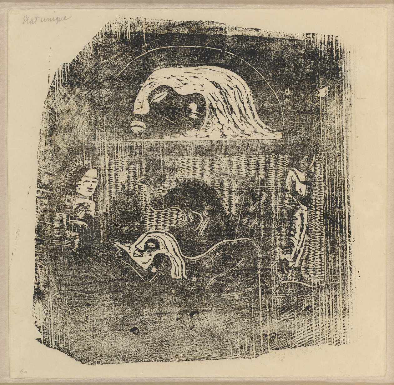 Te Atua (gudene) liten tallerken [verso] av Paul Gauguin