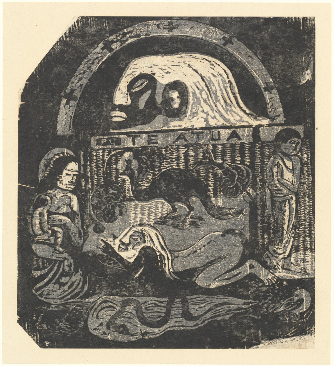 Te Atua The Gods Small Plate, i eller etter 1895. av Paul Gauguin