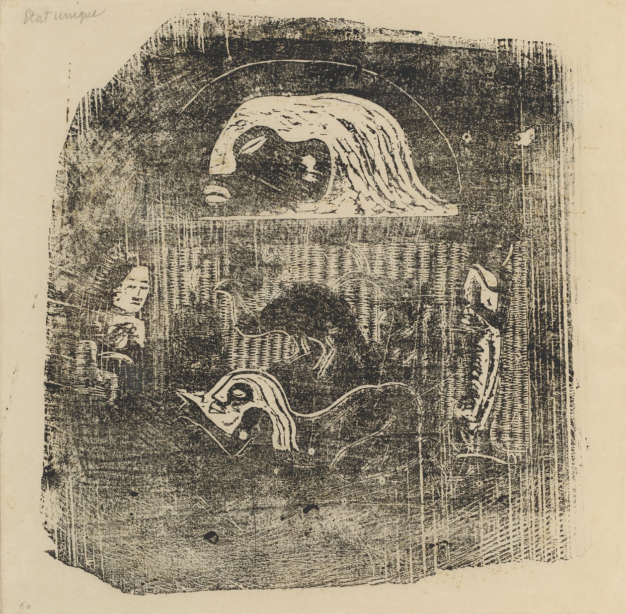 Te Atua The Gods Small Plate [verso], i eller etter 1895. av Paul Gauguin