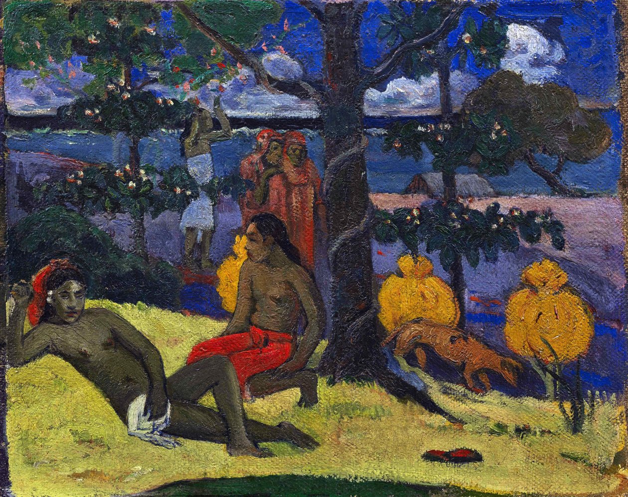 Dronning II Kvinnen med Mango II, 1896. av Paul Gauguin