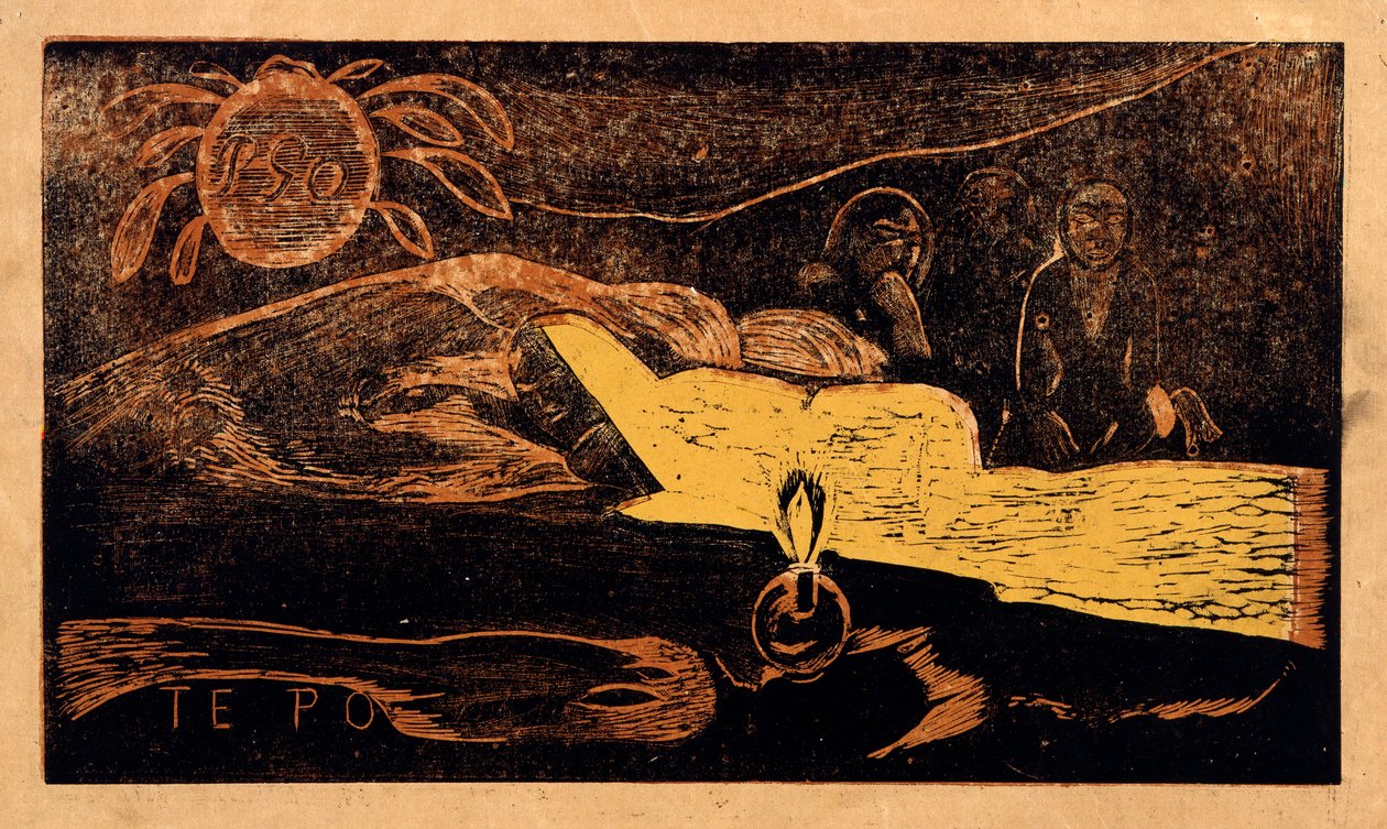 Du po. Den store natt fra serien Noa Noa, 1893-1894 av Paul Gauguin