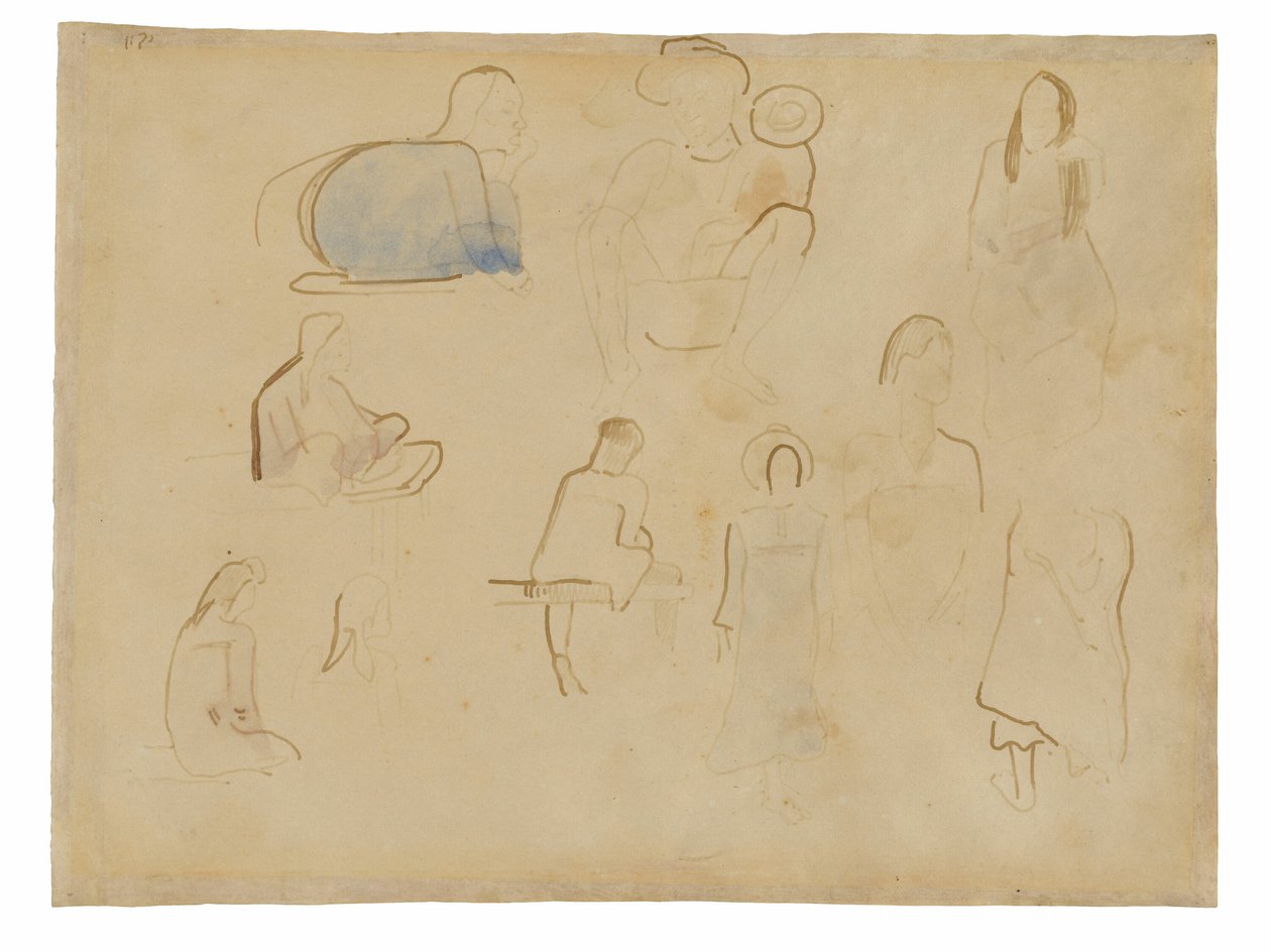 Ti studier av tahitiske figurer av Paul Gauguin