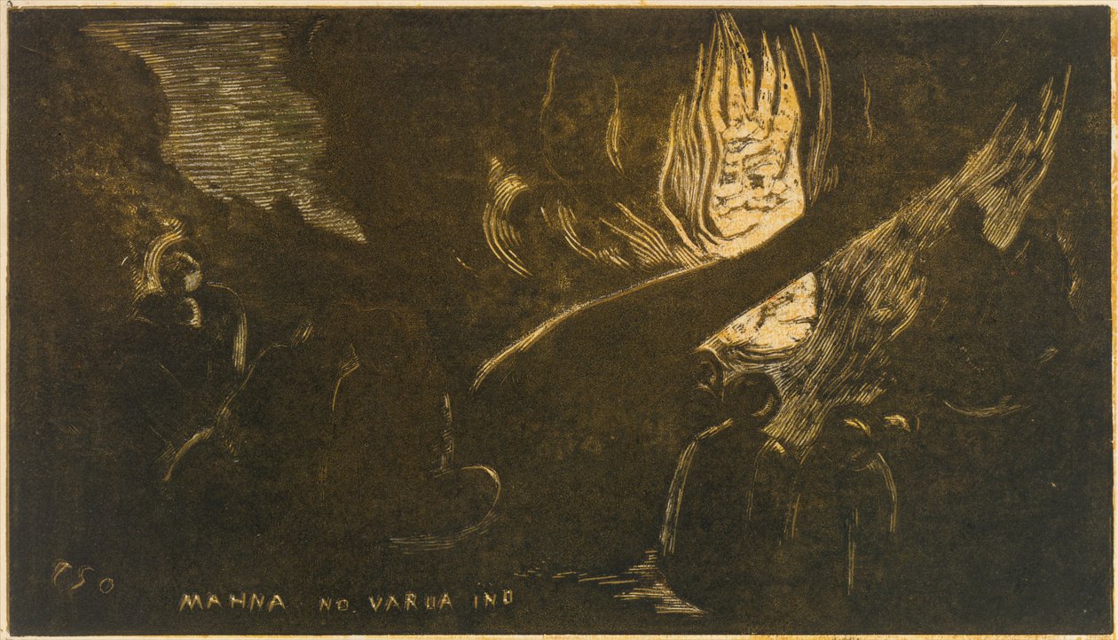 The Devil Speaks Mahna No Varua Ino, fra Fragrance Noa Noa, 1893-94., 1893-94. av Paul Gauguin