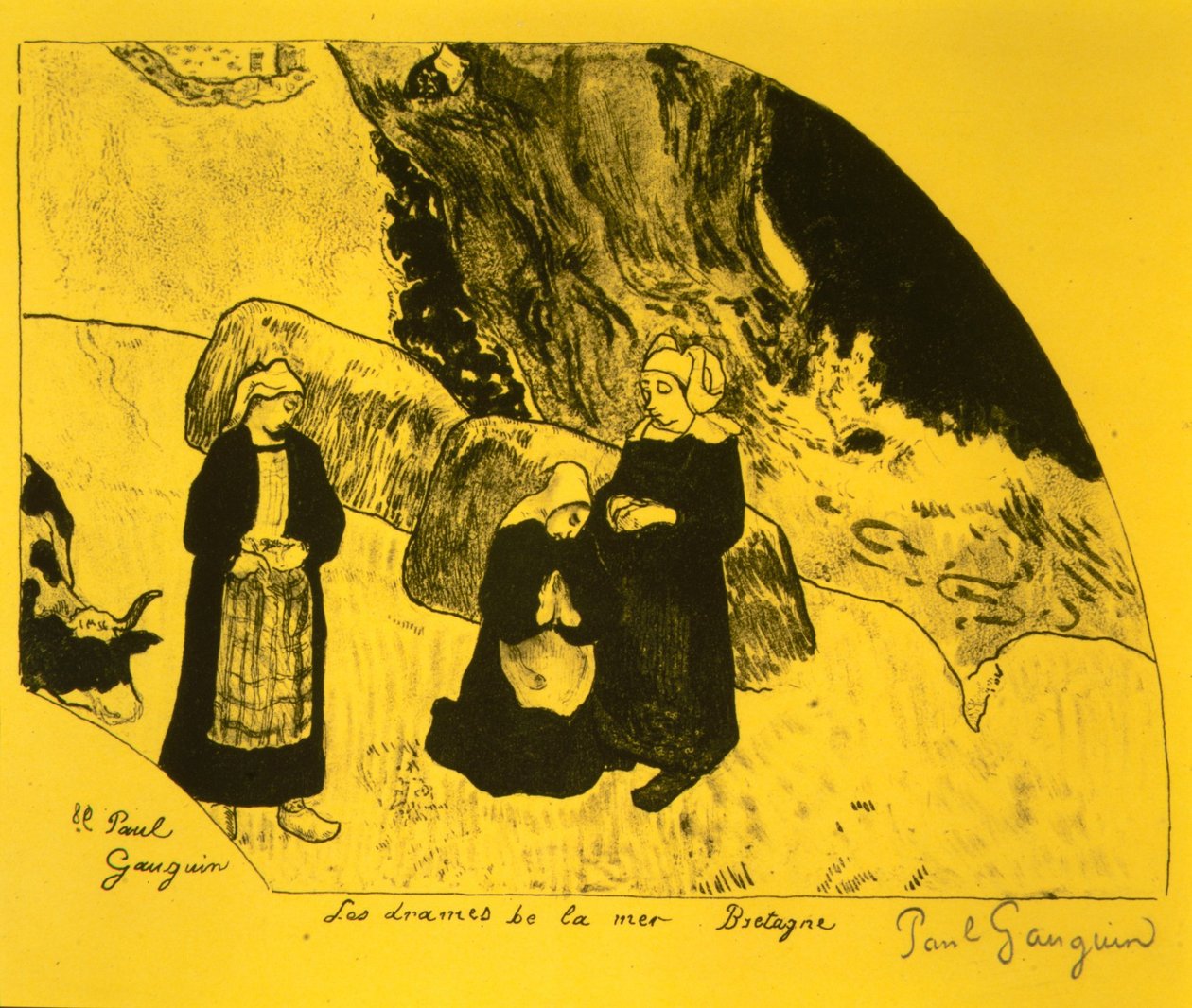 The Drama of the Sea, Bretagne, fra Volpini Suite: Dessins lithographiques, 1889., 1889. av Paul Gauguin
