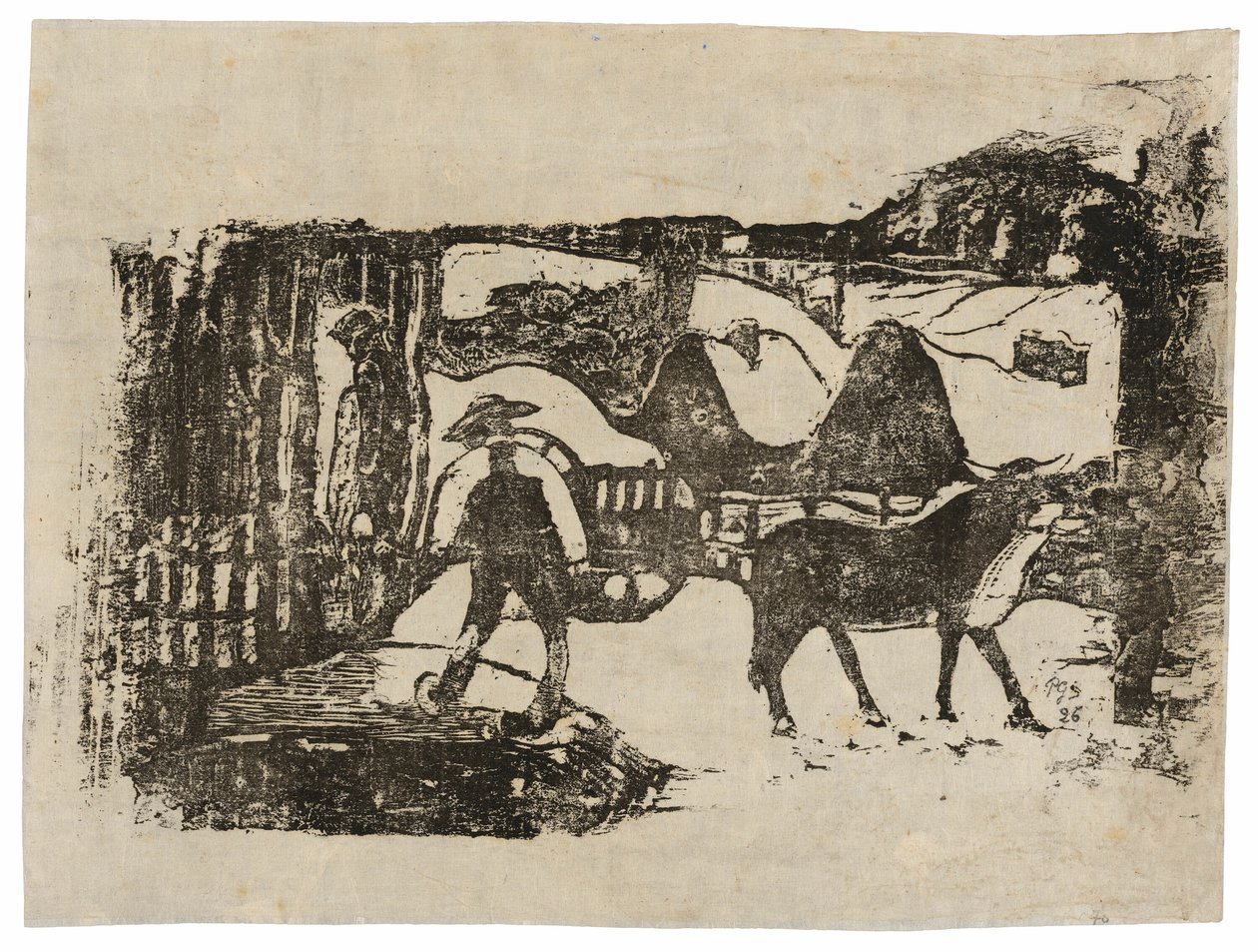 Oksevognen, fra Suite of Late Wood-Block Prints av Paul Gauguin