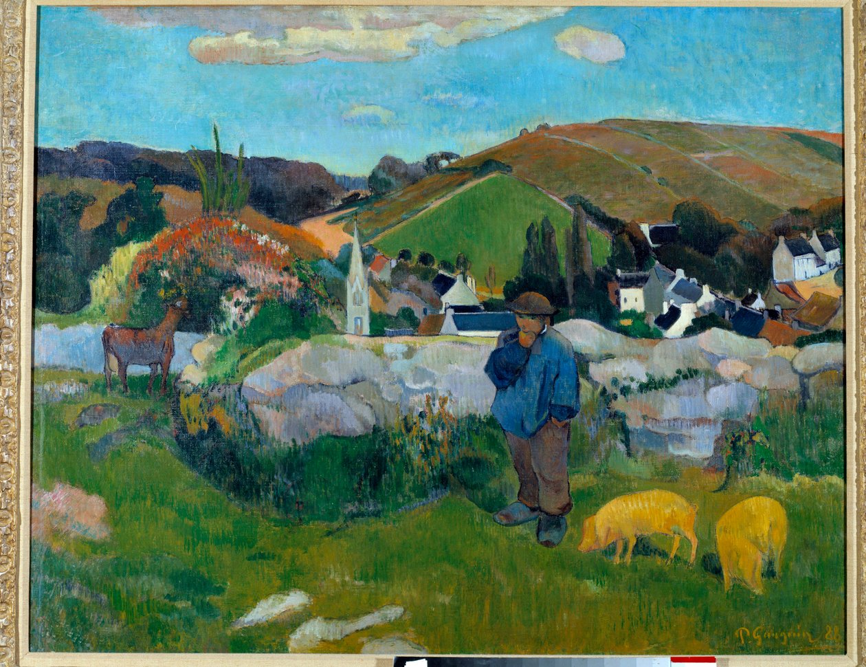 The Pork Guardian i Bretagne i 1888 - Maleri av Paul Gauguin (1848-1903) av Paul Gauguin