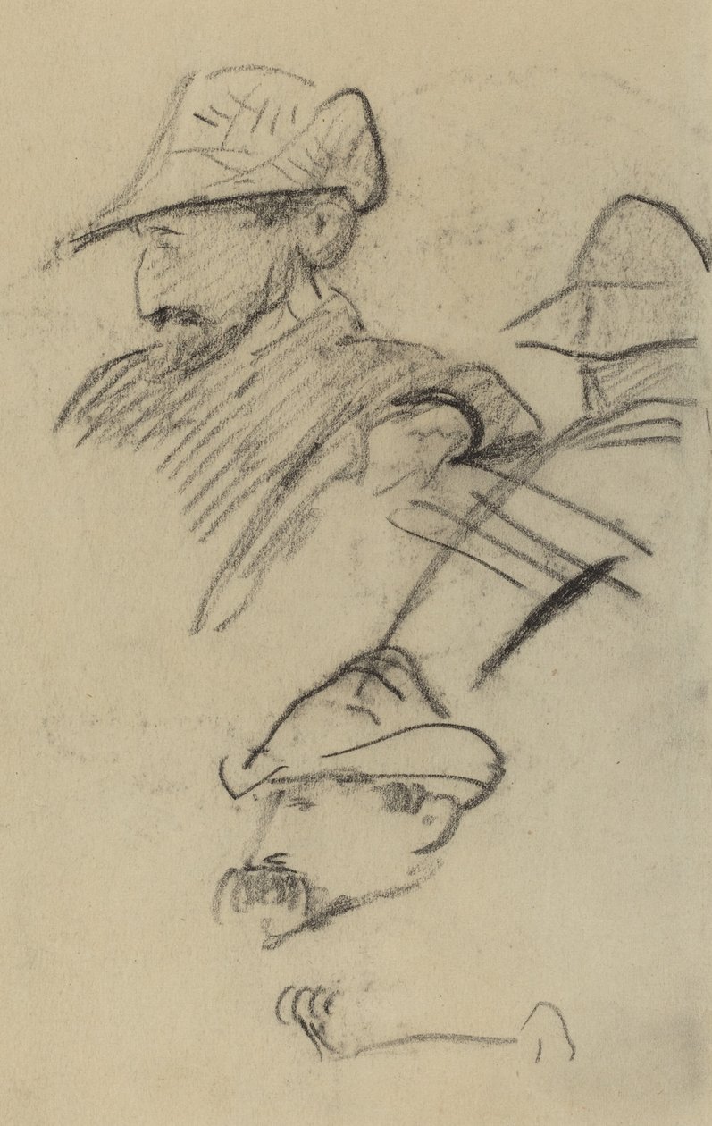 Tre studier av en mann med hatt [recto] av Paul Gauguin