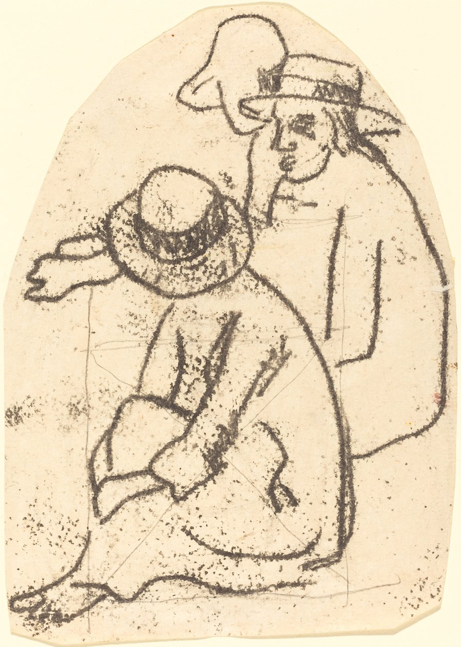 Three Tahitians (Studie for "The Sister of Charity") av Paul Gauguin