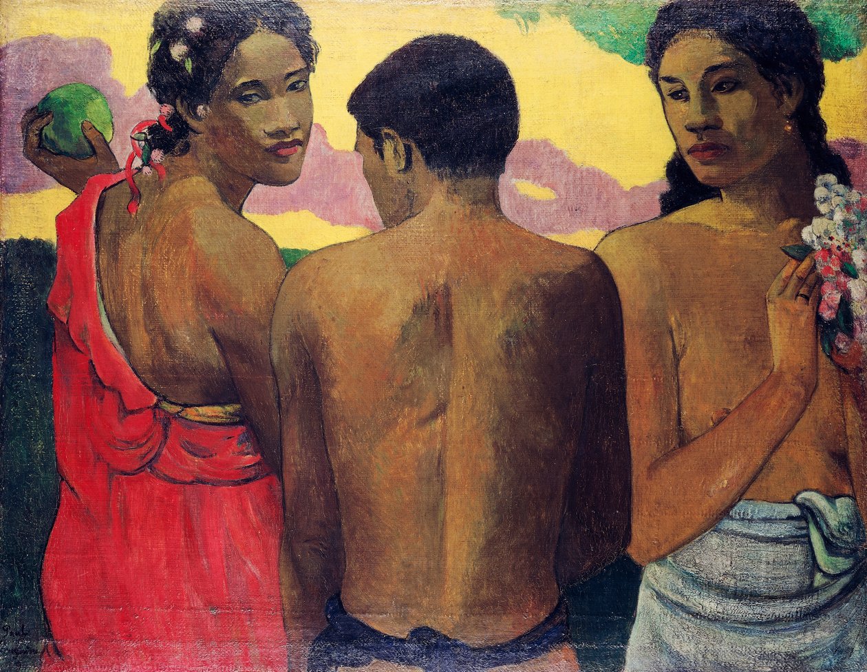 Tre tahitianere av Paul Gauguin