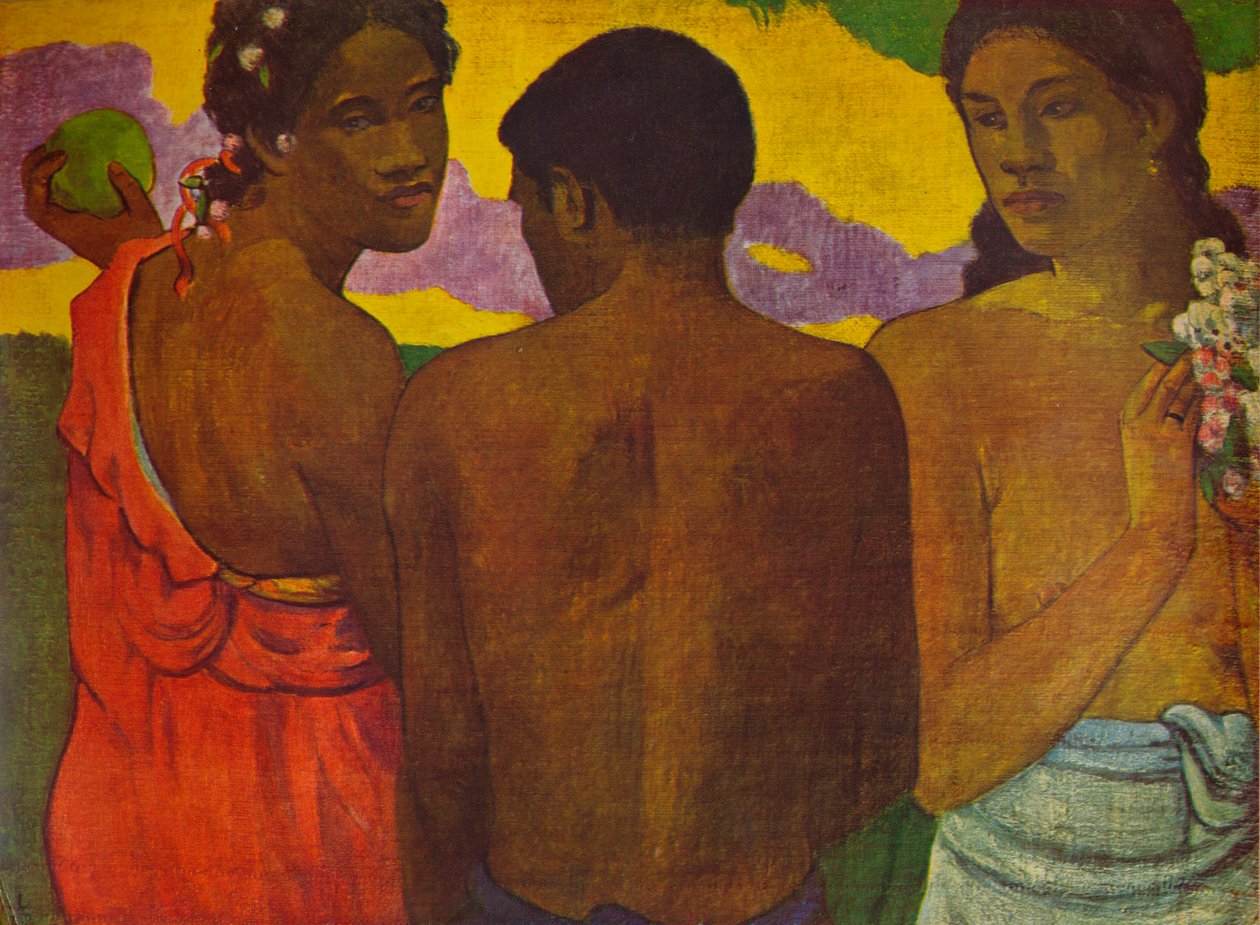 Tre Tahitianere, 1899 1935 av Paul Gauguin