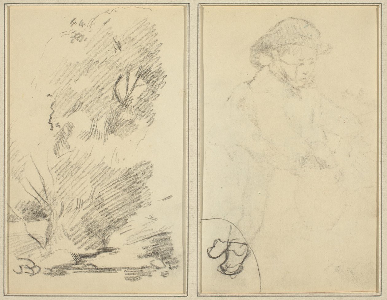 trær; Skisse av Breton Boy [verso] av Paul Gauguin