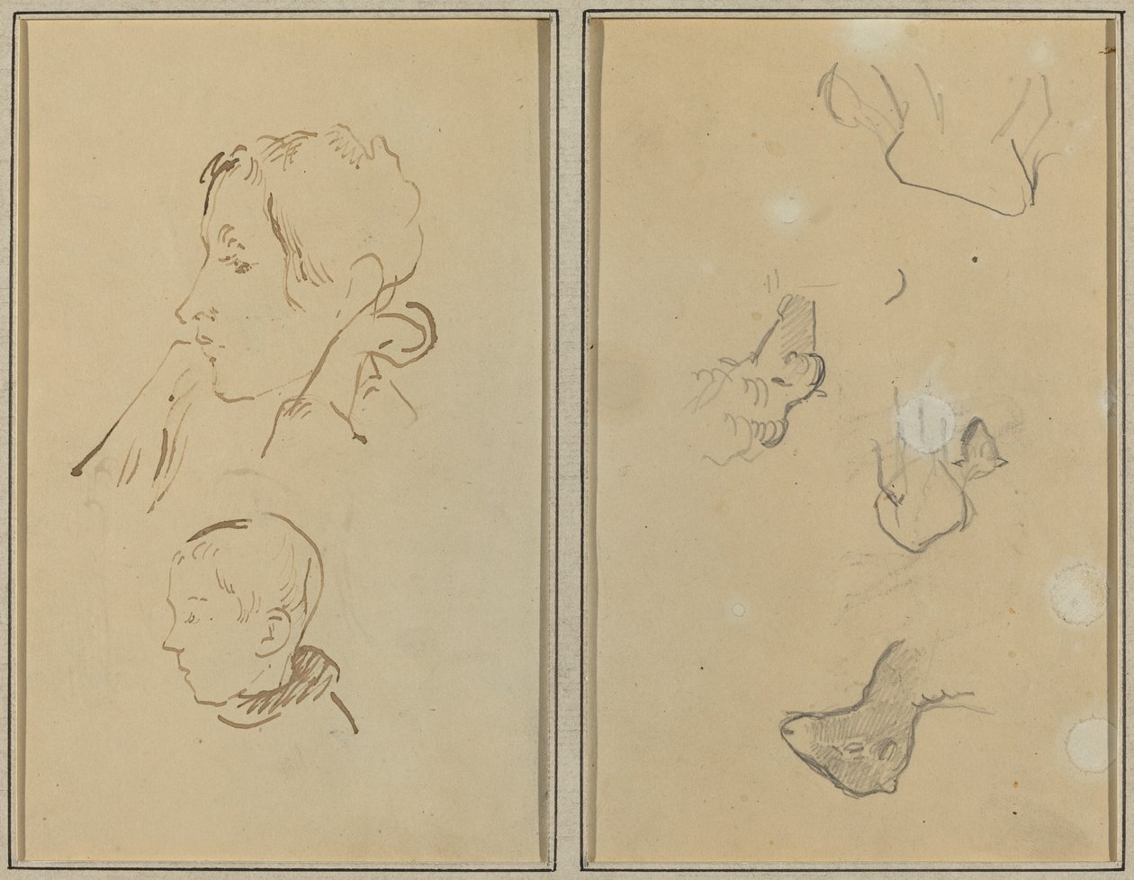 To hoder; Studier av sauer [recto] av Paul Gauguin