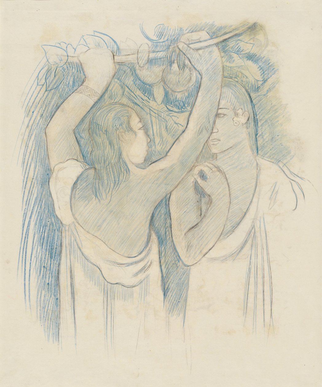 To Tahitianere som samler frukt [verso], 18991900. av Paul Gauguin