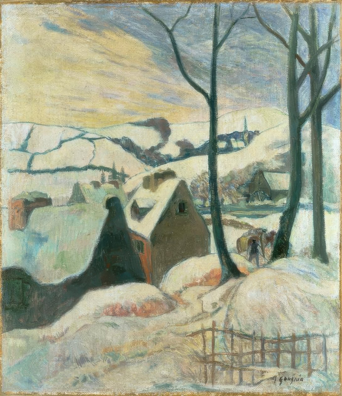 Landsby under snøen av Paul Gauguin