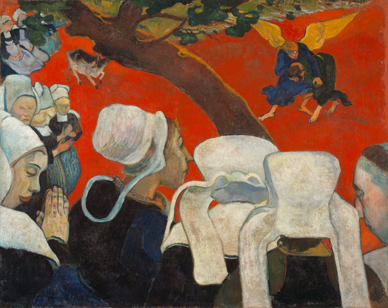Visjon etter prekenen Jacob Wrestling with the Angel, 1888. av Paul Gauguin