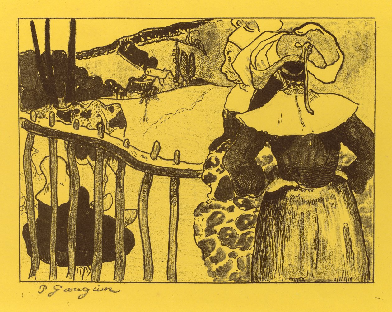 Volpini Suite: Bretonske kvinner ved en port av Paul Gauguin