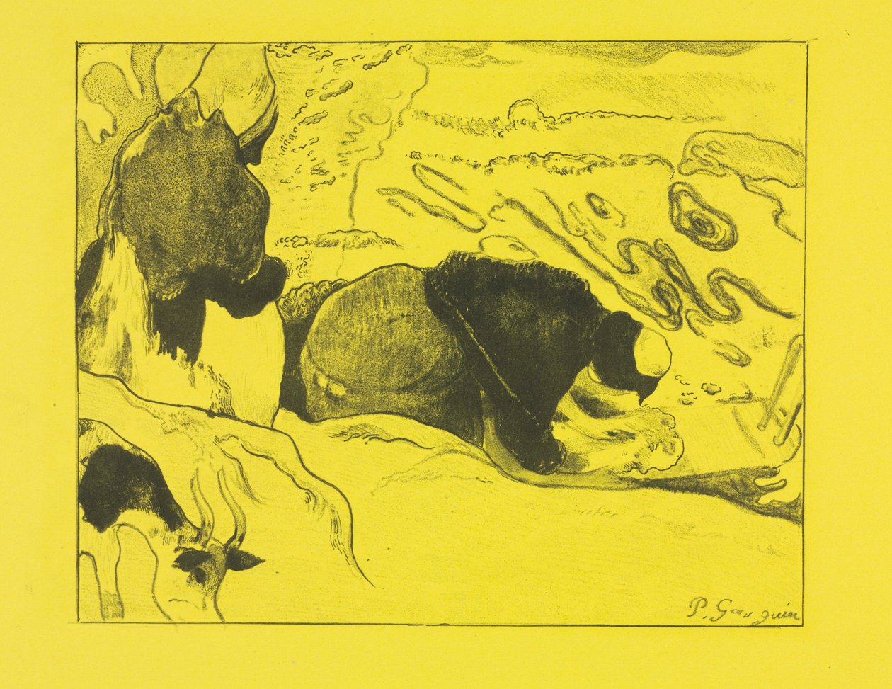 Volpini Suite: Laundresses The Washers, 1889. av Paul Gauguin