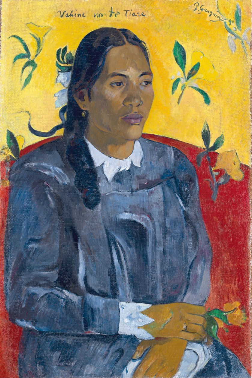 Kvinne med en blomst av Paul Gauguin