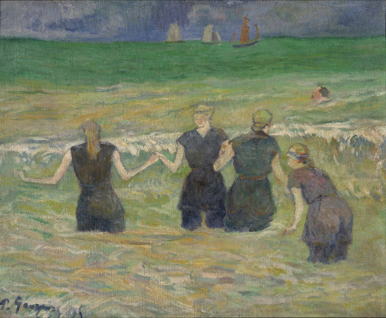 "Unge kvinner bader" -maleri av Paul Gauguin (1848-1903) 1885 National Museum of Western Art, Tokyo Japan av Paul Gauguin
