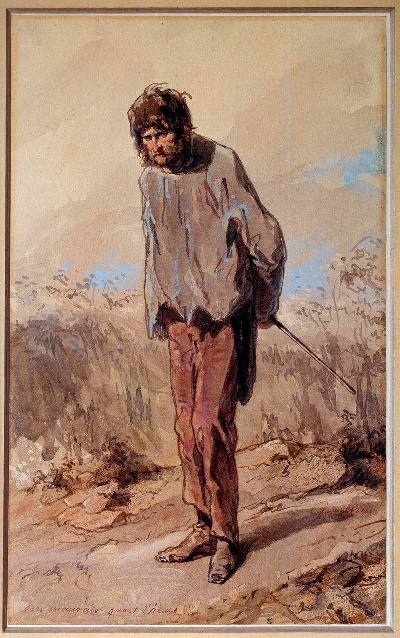 Dårlige 15 minutter En domfelt har galgen. Akvarell og gouache av Paul Gavarni (1804-1866) av Paul Gavarni
