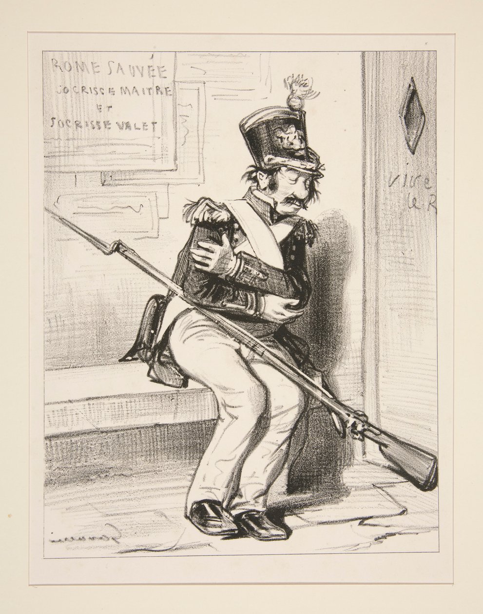 Achille Coqueron, frivillig jeger av 2., drømmer om det av Paul Gavarni