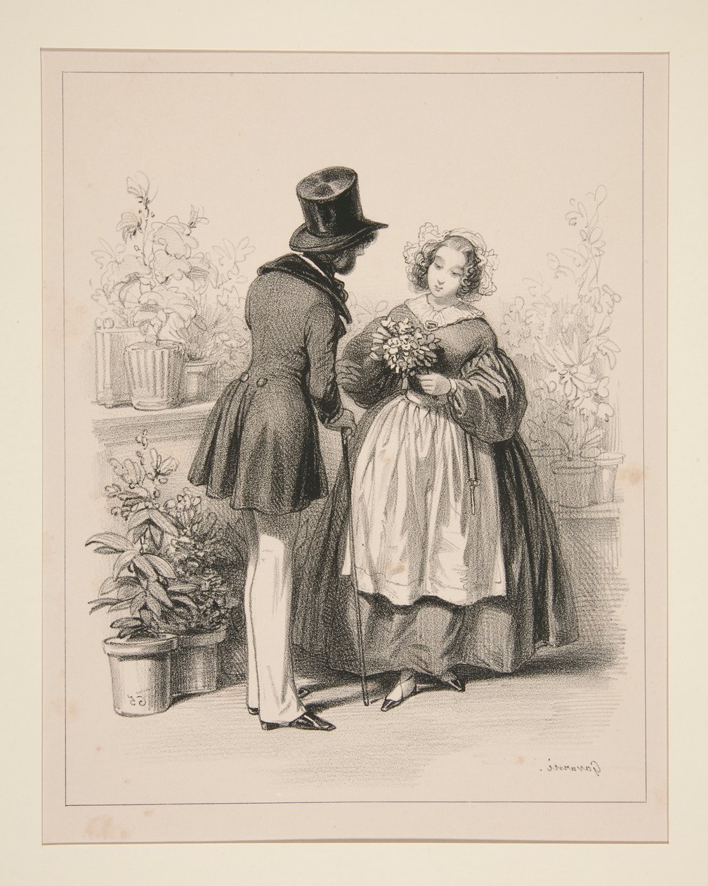 BOUQUETIERE. av Paul Gavarni