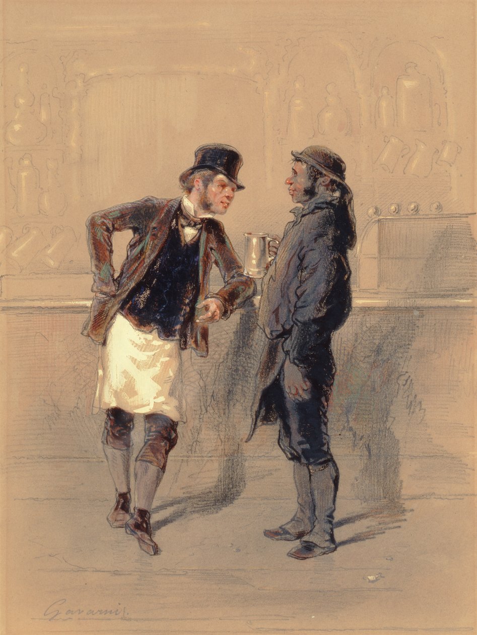 Car Man and Coal Heaver, 1848 (wc, grafitt, blyant og kroppsfarge på papir) av Paul Gavarni