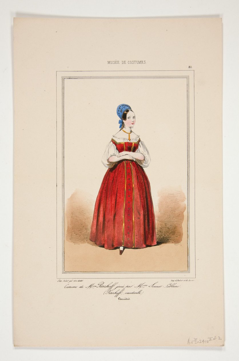 Kostüm von Mme Peterhoff, gespielt von Mme Sonnet-Leblanc av Paul Gavarni