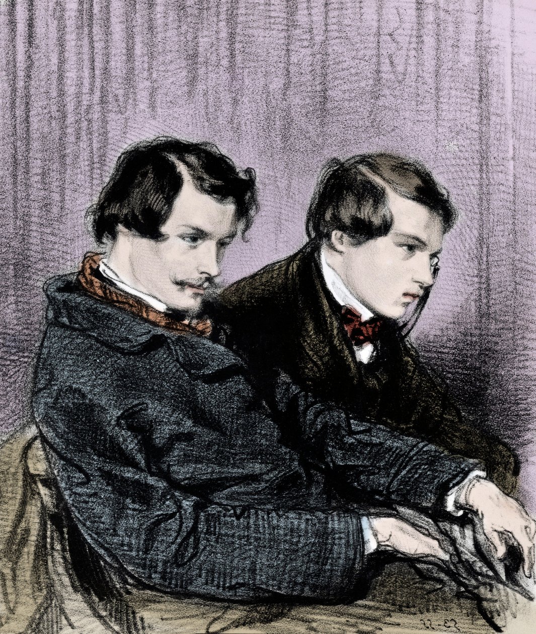 Goncourt brothers - Edmond de Goncourt (1822-1886) and Jules de Goncourt (1830-1870) in a box at the theatre av Paul Gavarni