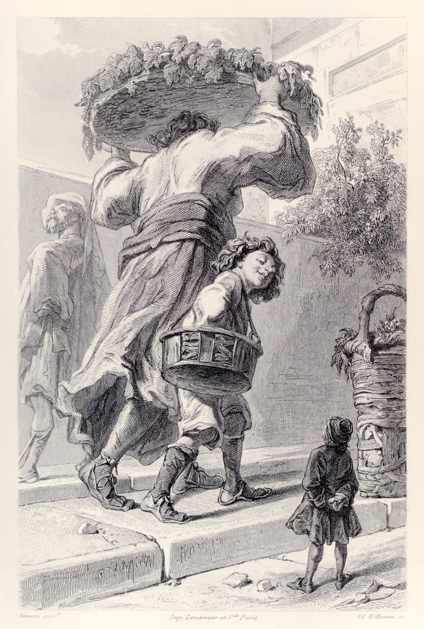 Gulliver og Lord Rudrud, fra den franske utgaven av Gullivers reiser av Jonathan Swift av Paul Gavarni